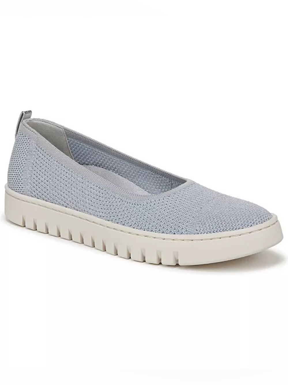 Vionic Gray Silver Shimmer Uptown Skimmer Knit Flats, Size 9